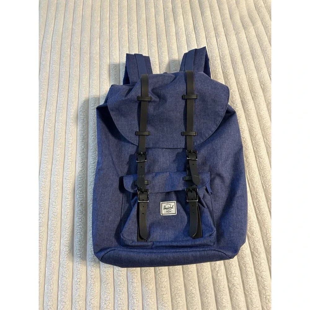 Herschel Supply Co. Navy Little America Rolltop Backpack Black Padded Straps